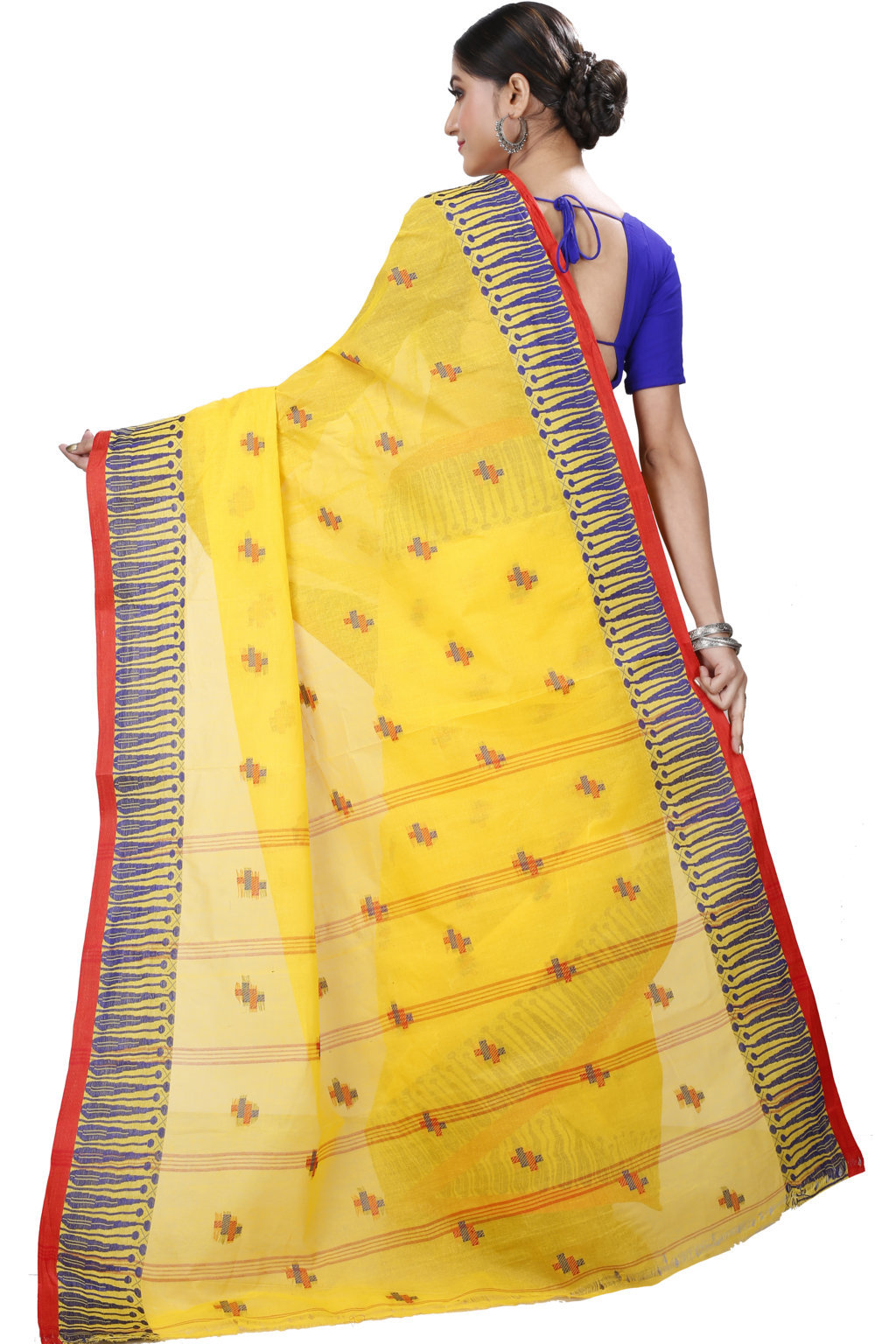 Yellow Pure Cotton Simar Tant Saree (1036)